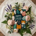 Colorful Cat Faces Easter Egg Collage Card Vibrant Pet Holiday Printable High Res Greeting