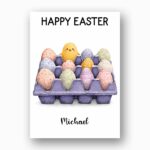 Colorful Hand Painted Eggs in Blue Carton Artistic Holiday Greeting Editable Pdf Greeting Download