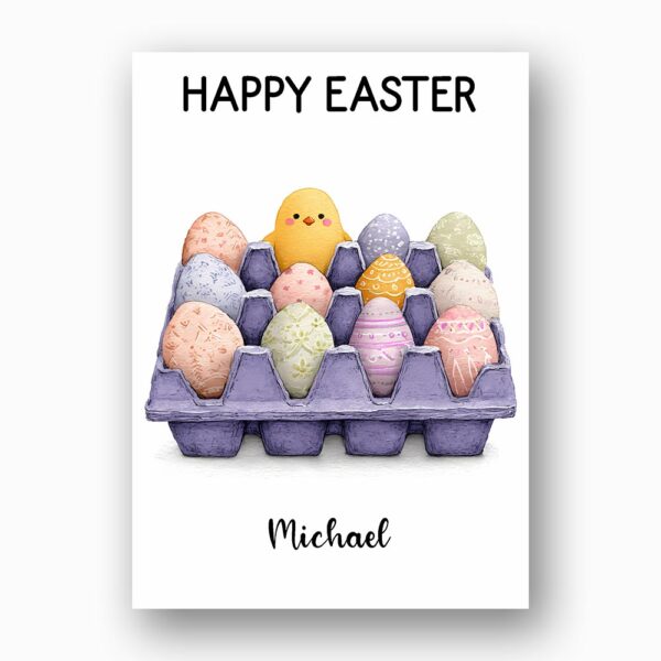 Colorful Hand Painted Eggs in Blue Carton Artistic Holiday Greeting Editable Pdf Greeting Download