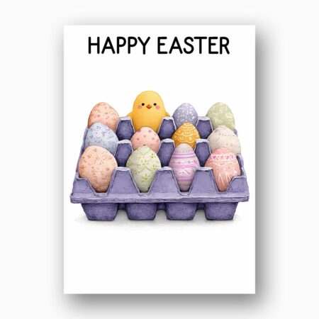 Colorful Hand Painted Eggs in Blue Carton Artistic Holiday Greeting Editable Pdf Greeting Download
