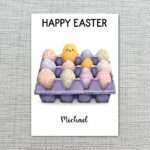 Colorful Hand Painted Eggs in Blue Carton Artistic Holiday Greeting Editable Pdf Greeting Download