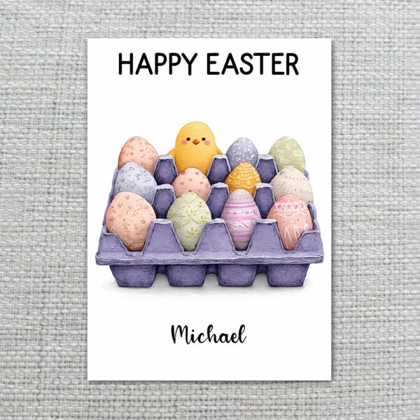 Colorful Hand Painted Eggs in Blue Carton Artistic Holiday Greeting Editable Pdf Greeting Download