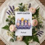 Colorful Hand Painted Eggs in Blue Carton Artistic Holiday Greeting Editable Pdf Greeting Download