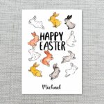 Colorful Running Bunny Pattern Card Playful Spring High Quality Digital Stationery