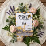 Construction Vehicles Excavator Dump Truck Editable Digital Greeting Template