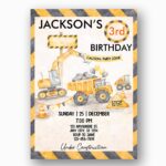 Construction Zone Excavator Dump Truck Editable Home Printing File