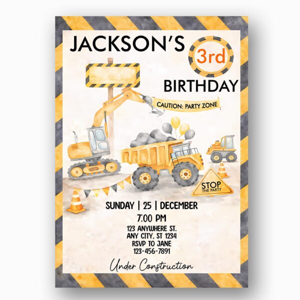 Construction Zone Excavator Dump Truck Editable Home Printing File