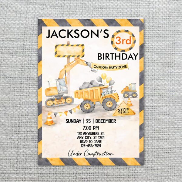 Construction Zone Excavator Dump Truck Editable Home Printing File