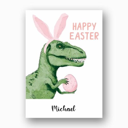 Cool T Rex with Pink Bunny Ears Unique Easter Custom Digital Greeting File
