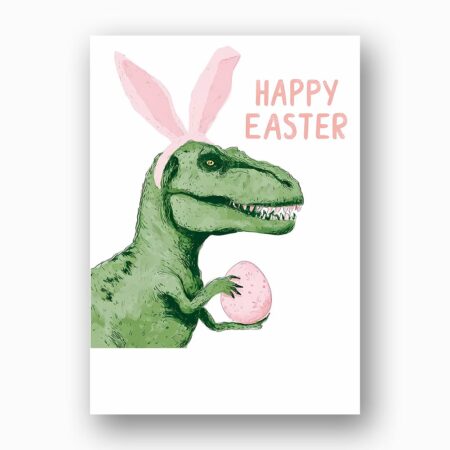 Cool T Rex with Pink Bunny Ears Unique Easter Custom Digital Greeting File