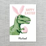 Cool T Rex with Pink Bunny Ears Unique Easter Custom Digital Greeting File