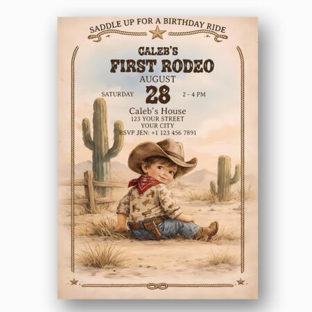Cowboy Desert Saguaro Cactus Boy Professional Quality Printable Card