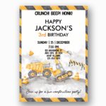 Crunch Beep Honk Happy Birthday Construction Excavator Home Office Printable Greeting
