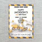 Crunch Beep Honk Happy Birthday Construction Excavator Home Office Printable Greeting