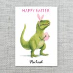 Cute Green Dinosaur Easter Greeting Rawr Some Holiday Editable Home Printing File