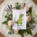 Cute Green Dinosaur Easter Greeting Rawr Some Holiday Editable Home Printing File