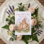 Cute Mother And Baby Rabbit Happy Mothers Day Mum Bunny Illustration Printable Keepsake Card