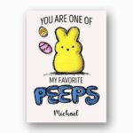 Cute Peep Bunny My Favorite Peeps Card Sweet Easter Pun Editable Botanical Gift Card