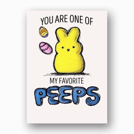 Cute Peep Bunny My Favorite Peeps Card Sweet Easter Pun Editable Botanical Gift Card