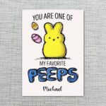Cute Peep Bunny My Favorite Peeps Card Sweet Easter Pun Editable Botanical Gift Card