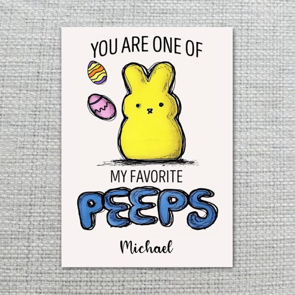 Cute Peep Bunny My Favorite Peeps Card Sweet Easter Pun Editable Botanical Gift Card