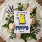 Cute Peep Bunny My Favorite Peeps Card Sweet Easter Pun Editable Botanical Gift Card