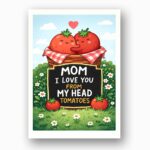 Cute Tomato Pun Mom I Love You From My Head Tomatoes Diy Printable Card Stationery