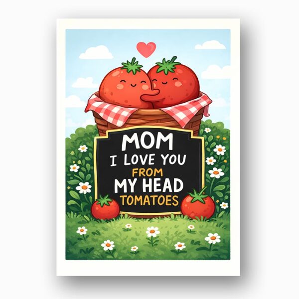 Cute Tomato Pun Mom I Love You From My Head Tomatoes Diy Printable Card Stationery