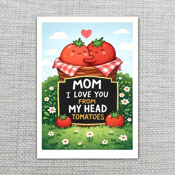 Cute Tomato Pun Mom I Love You From My Head Tomatoes Diy Printable Card Stationery