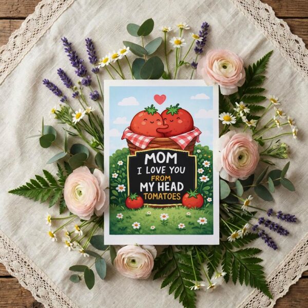 Cute Tomato Pun Mom I Love You From My Head Tomatoes Diy Printable Card Stationery