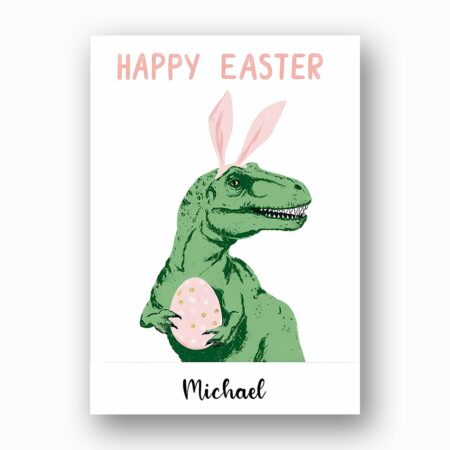 Dark Green Aesthetic DinoBunny Card Modern Monster Holiday Instant Printable Watercolor Card