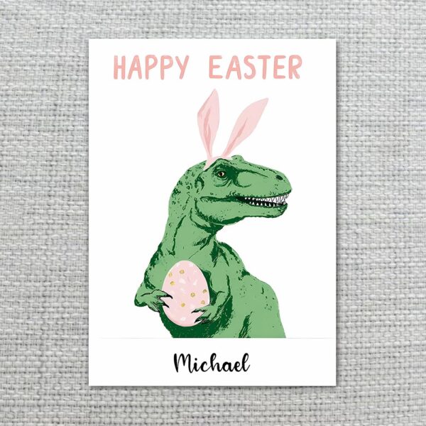 Dark Green Aesthetic DinoBunny Card Modern Monster Holiday Instant Printable Watercolor Card