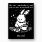 Dark Humor Bunny Coffee Card Rich Chocolate Lactose Intolerant Printable 5X7 Greeting Template