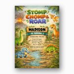 Dark Textured Jungle Dinosaur Volcano Night Customizable Digital Keepsake