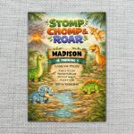 Dark Textured Jungle Dinosaur Volcano Night Customizable Digital Keepsake