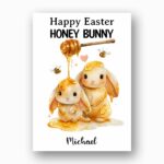 Dripping Honey Bunny Greeting Whimsical Bee Honey Instant Access Greeting Card