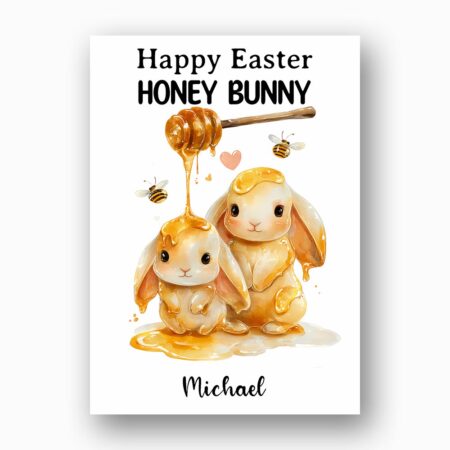Dripping Honey Bunny Greeting Whimsical Bee Honey Instant Access Greeting Card