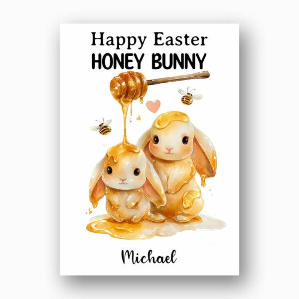 Dripping Honey Bunny Greeting Whimsical Bee Honey Instant Access Greeting Card