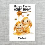 Dripping Honey Bunny Greeting Whimsical Bee Honey Instant Access Greeting Card