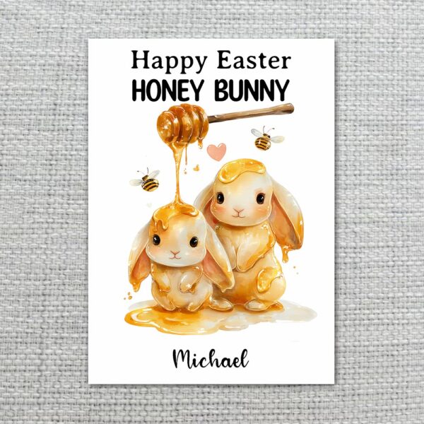 Dripping Honey Bunny Greeting Whimsical Bee Honey Instant Access Greeting Card