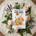 Dripping Honey Bunny Greeting Whimsical Bee Honey Instant Access Greeting Card