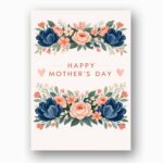 Elegant Blue Pink Floral Happy Mothers Day Flower Frame 300 Dpi High Res Printable