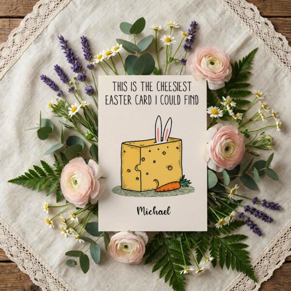 Funny Cheesiest Easter Card Illustration Hilarious Cheese Pun Diy Watercolor Digital Card