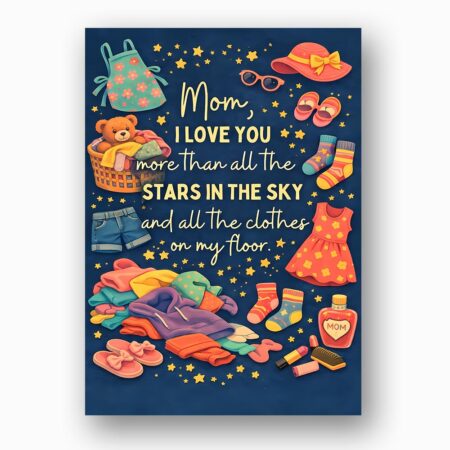 Funny Mothers Day Mom I Love You More Than Stars And Laundry Editable Digital Greeting Template