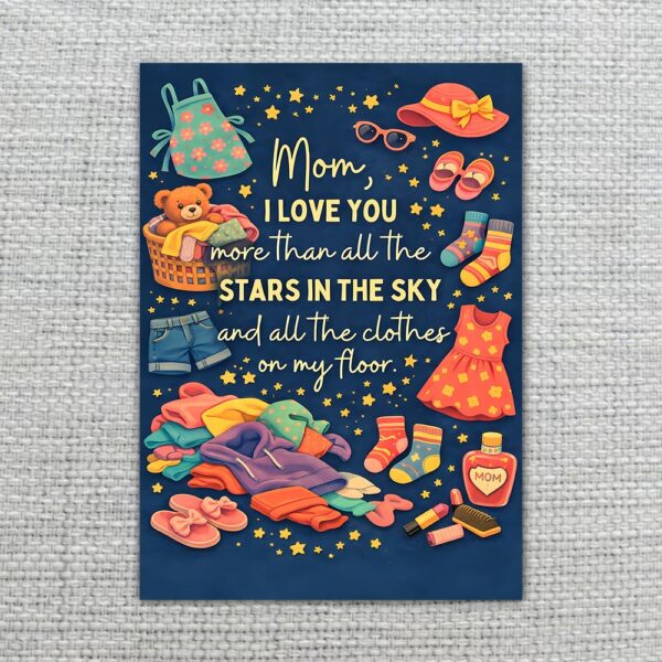 Funny Mothers Day Mom I Love You More Than Stars And Laundry Editable Digital Greeting Template