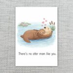 Funny Mothers Day No Otter Mom Like You Cute Animal Illustration Printable Keepsake Card