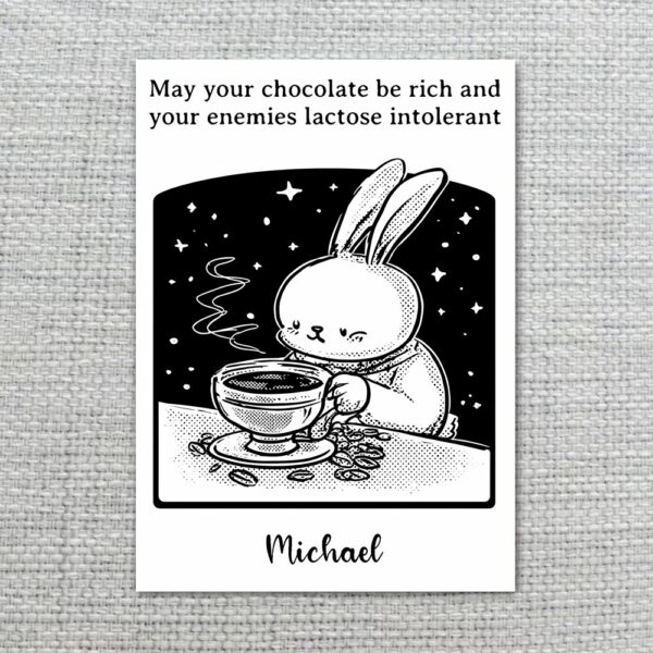 Grumpy Coffee Bunny Easter Greeting Sarcastic Adult Humor High Resolution Botanical Print