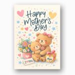 Happy Mothers Day Bear Hug Flowers Heart Gift Design Home Office Printable Greeting