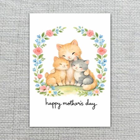 HappyMothersDayCatMomAndKittensFloralWreathArt2.jpg