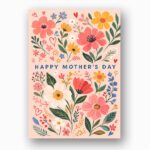 Happy Mothers Day Colorful Wildflower Floral Bouquet Art Printable Keepsake Card